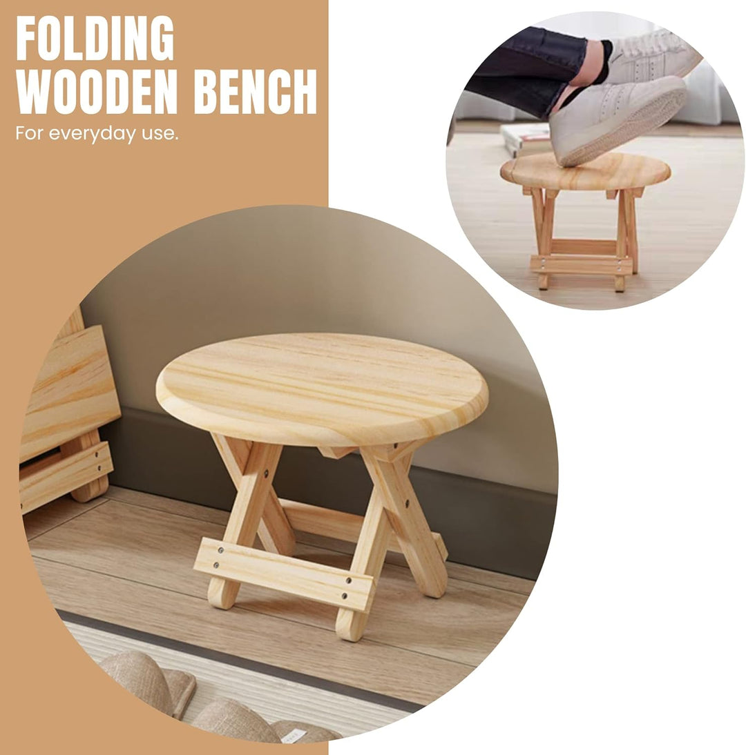 Mini-Hocker, runder Holzsitz, zusammenklappbar, Reisesitz, Kindertreppe, tragbare Fussstütze für Hau