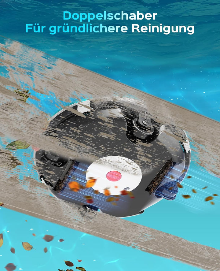WINNY POOL CLEANER Winny 200 – Kabelloser Akku Poolsauger, Doppelfiltration, automatisches Parken, 8