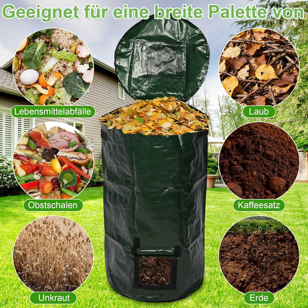 aleawol 2 Stück Stand up Komposter Garten 130 Liter Composter Garten Komposttonne Zylindrisch Schnel