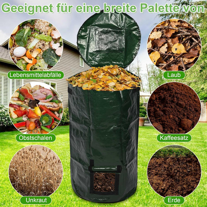 aleawol 2 Stück Stand up Komposter Garten 130 Liter Composter Garten Komposttonne Zylindrisch Schnel