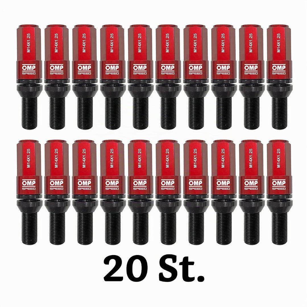 OMP SPEED - Set Performance-Schrauben mit Aluminiumschutz, M14X1.25, HEX: 17-19, L: 28 mm, Farbe: ro