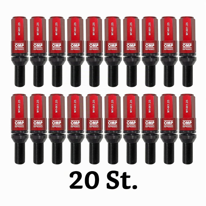 OMP SPEED - Set Performance-Schrauben mit Aluminiumschutz, M14X1.25, HEX: 17-19, L: 28 mm, Farbe: ro