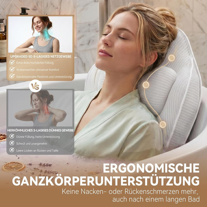 Poemland Luxus Dicke, volle Körper Badewannenkissen Mat &amp; Cushion für Badewanne Kopfstütze Hals Schu