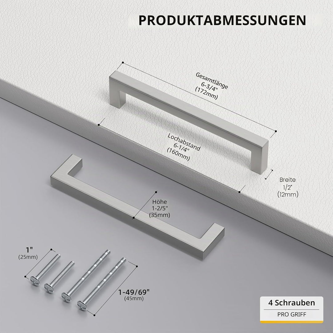 goldenwarm 15x Türgriffe Schrankgriffe 160mm Möbelgriffe Edelstahl t Stangengriff Küchenschrank Grif