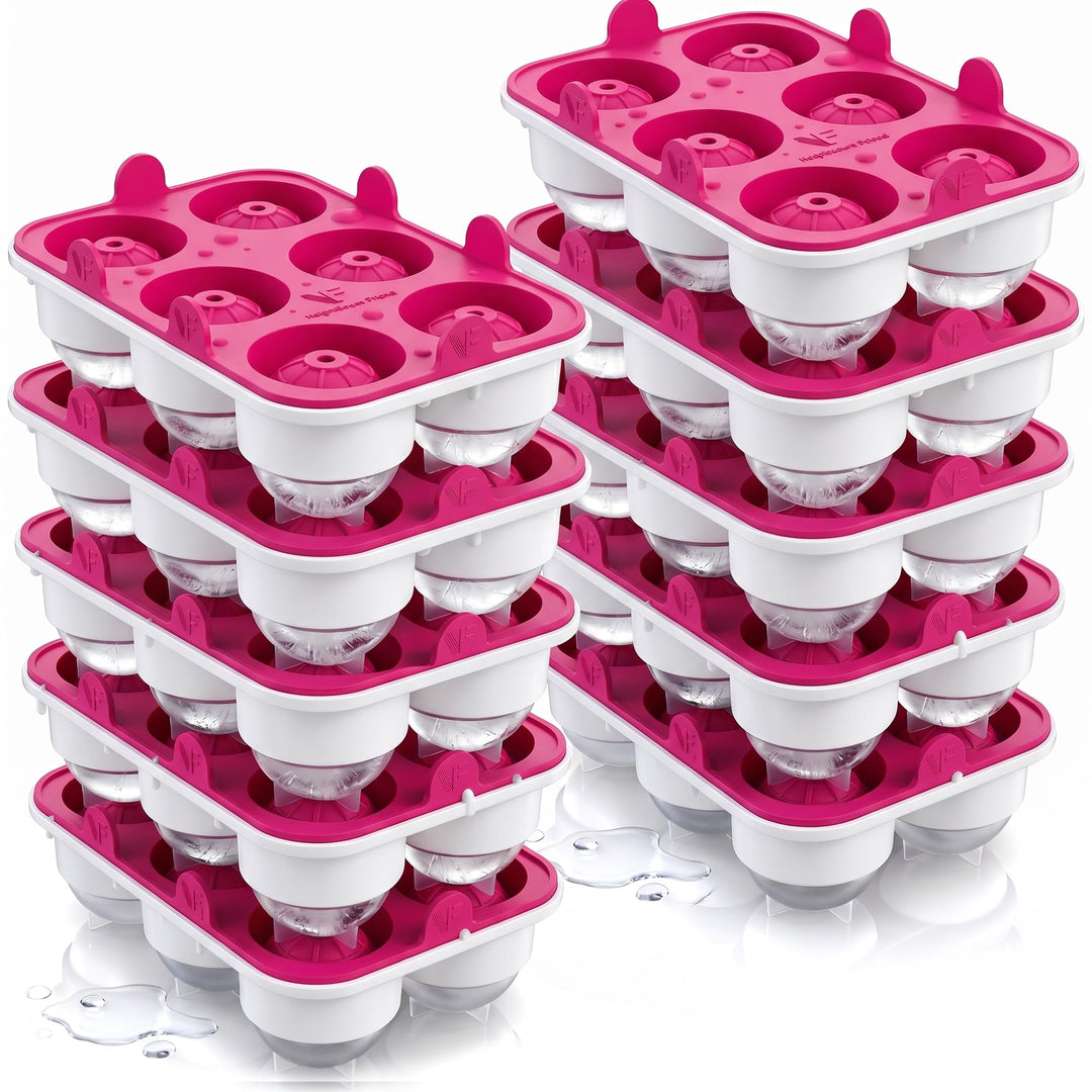 Pinke XXL Eiskugelform 10er Set – Stylische Eiswürfelform aus Platin Silikon für Cocktails, Eiskaffe
