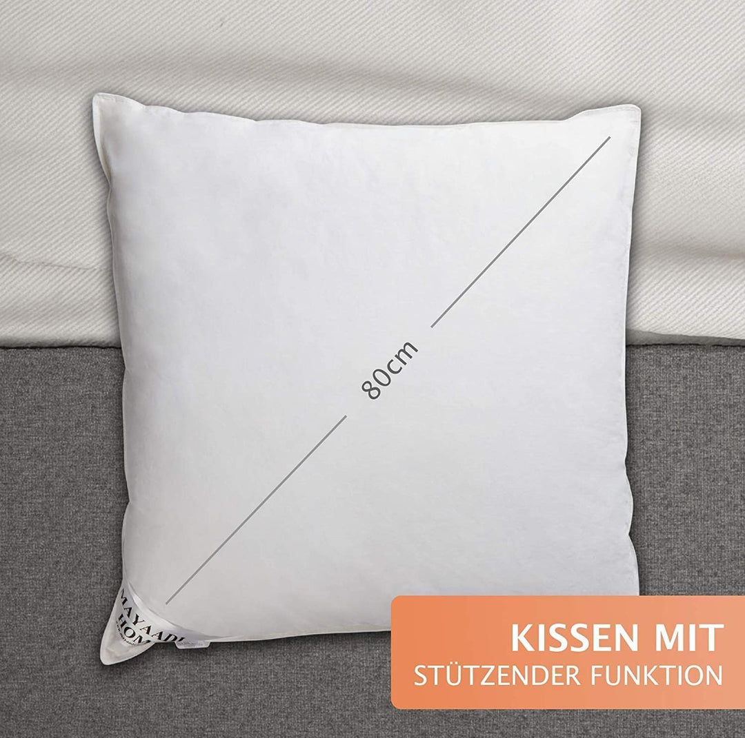Mayaadi Home Kopfkissen 80x80 cm | 1600g Füllung, 70% Daunen 30% Federn | 100% Natur Bezug aus Baumw