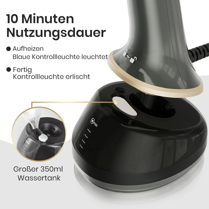 Steamer Dampfglätter 1700W Kompakter Dampfbürste mit 350ML Wassertank für Kleidung Hemden Anzüge Vor