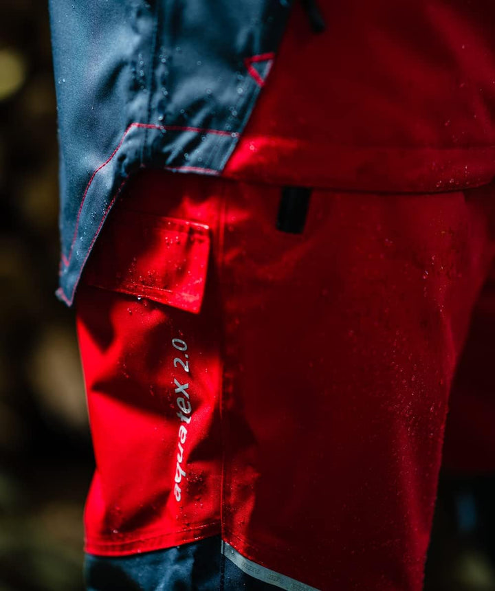 KOX Regenhose wasserdicht/Outdoorhose Aquatex 2.0 Rot/Grau, L