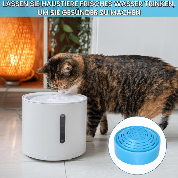Filter Katzenbrunnen, 6 Stück Katzenbrunnen Filter, Trinkbrunnenfilter mit 2 Liter Edelstahl Runde H
