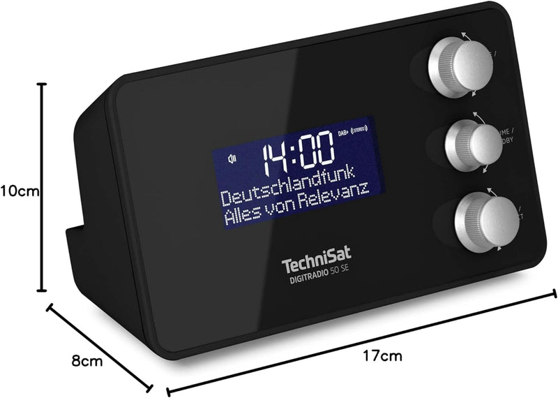 TechniSat DIGITRADIO 50 SE - Radiowecker (DAB+/UKW Tuner, dimmbares Display, Wecker mit Zwei einstel