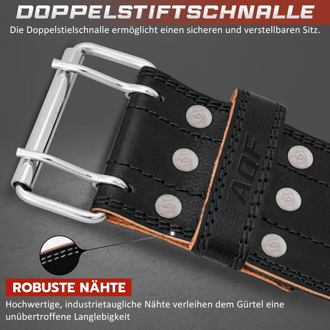 AQF Gewichthebergürtel Herren - 6mm 100% Echtem Leder Trainingsgürtel Schwarz S, Schwarz S