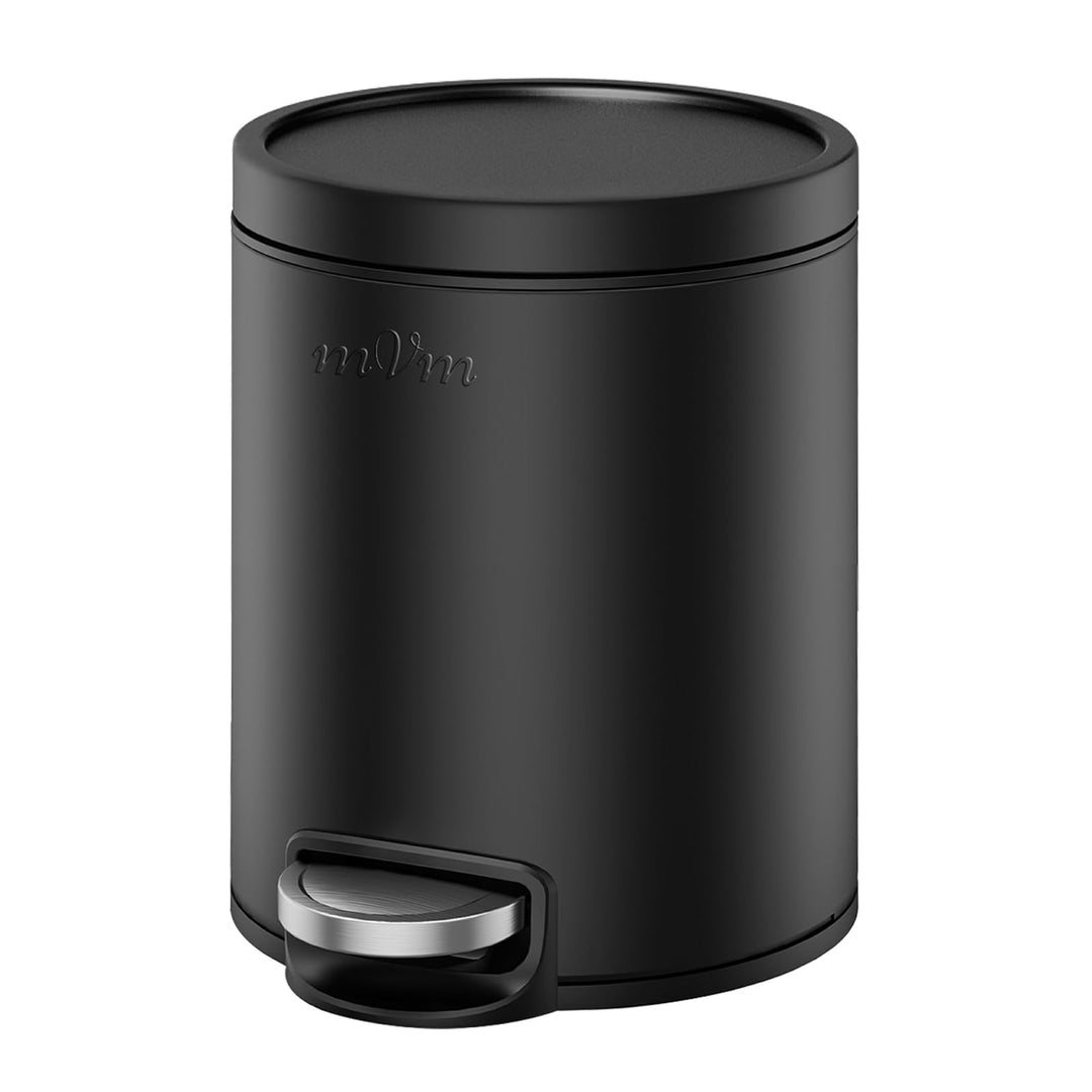mVm Mülleimer Bad 3L, Mülleimer mit Deckel, Schwarz | Soft-Close, Herausnehmbarem Inneneimer, Finger