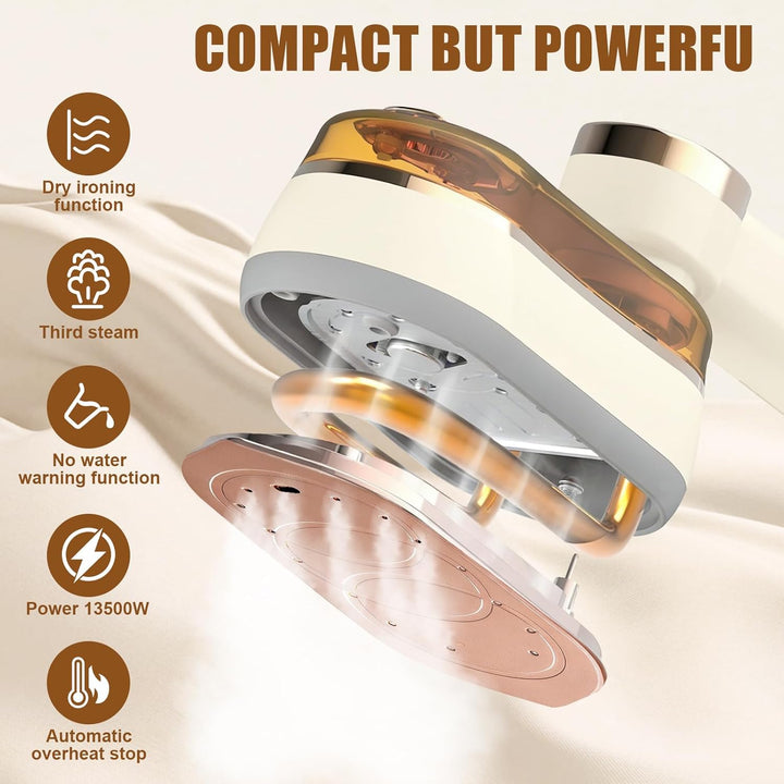 Mini Reisebügeleisen Dampf, Mini Bügeleisen Reise Klappbar, Steamer Dampfglätter, 1200W Steamer Damp