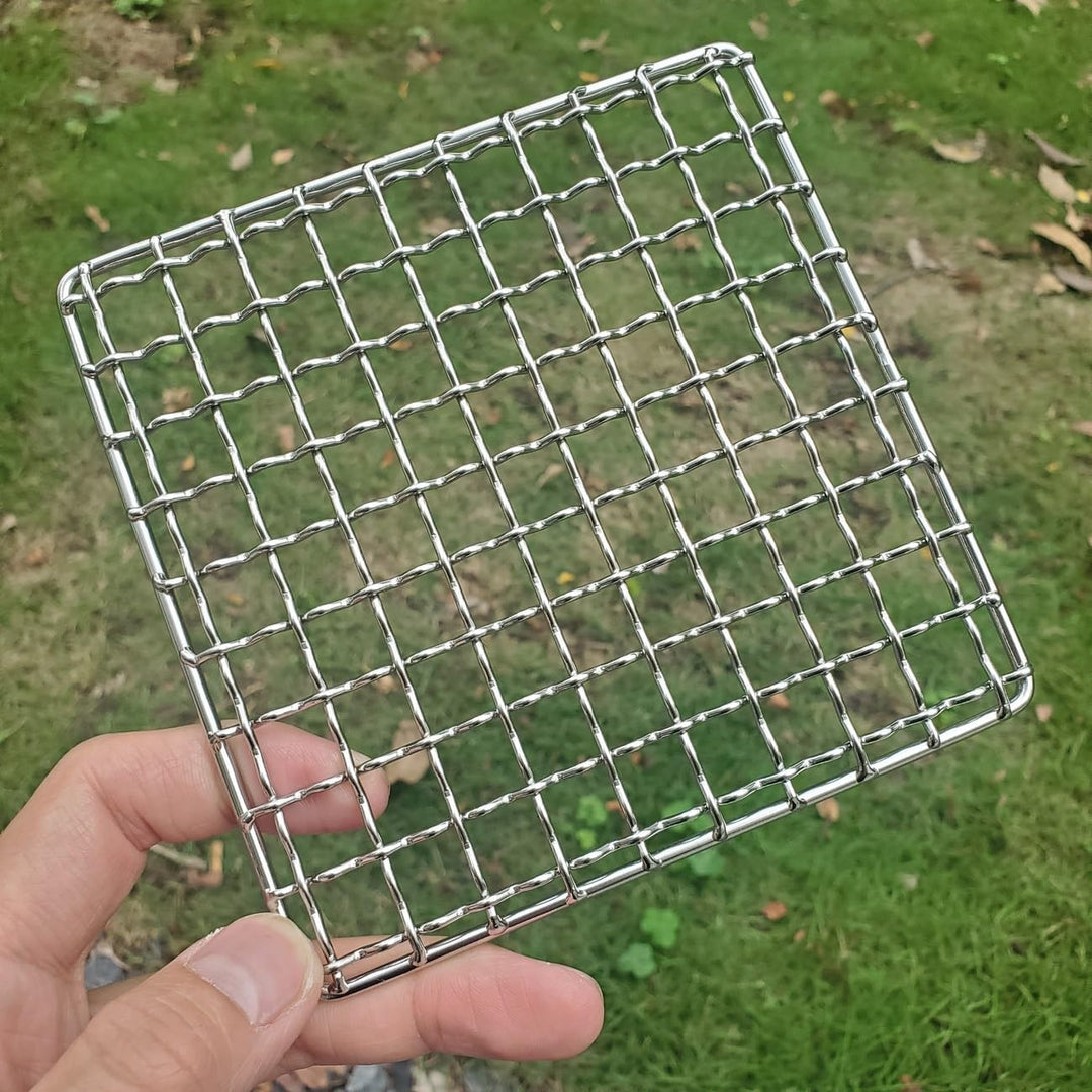 2 Stück Backpacker Bushcraft Grillrost Edelstahl BBQ Kochen Grill Mesh Lagerfeuer Grill Quadratisch