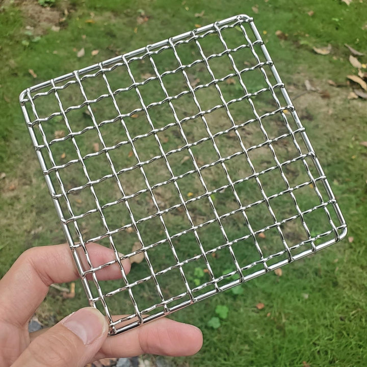 2 Stück Backpacker Bushcraft Grillrost Edelstahl BBQ Kochen Grill Mesh Lagerfeuer Grill Quadratisch