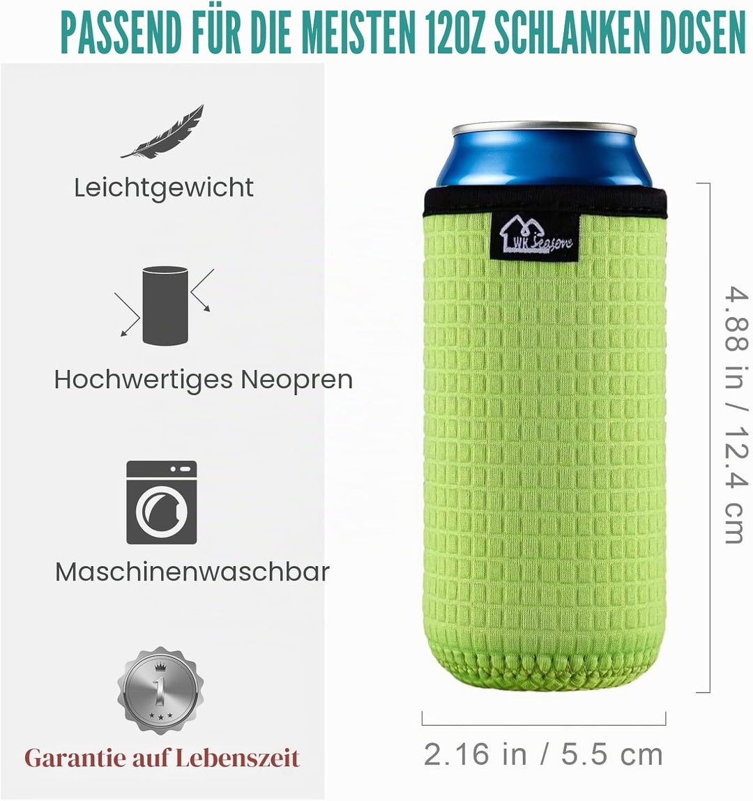 WK IEASON 12 oz Slim Can Sleeves Insulators Holder 12 oz Beer Bottle Sleeves Non-Slip Neoprene Can C