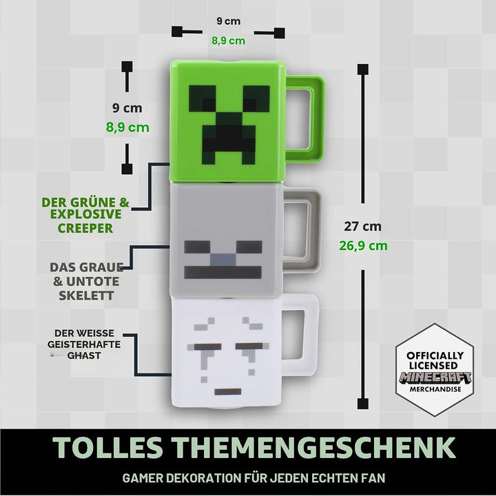 Minecraft Becher zum zusammenstecken 3er Set
