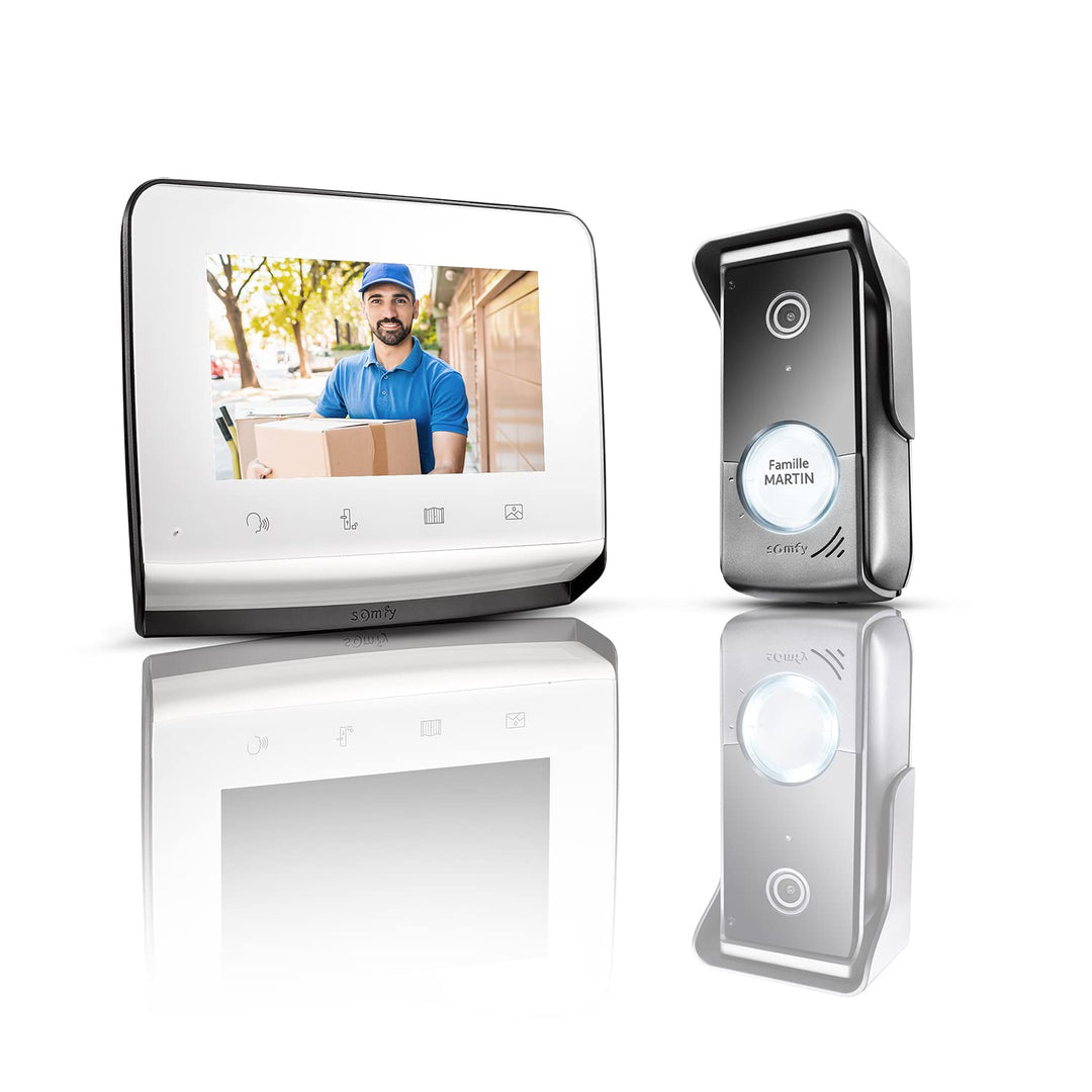 Somfy 1870996 - V350 Video-Türsprechanlage RTS mit 7-Zoll-Display, Nachtsicht & Weitwinkelkamera, Bi