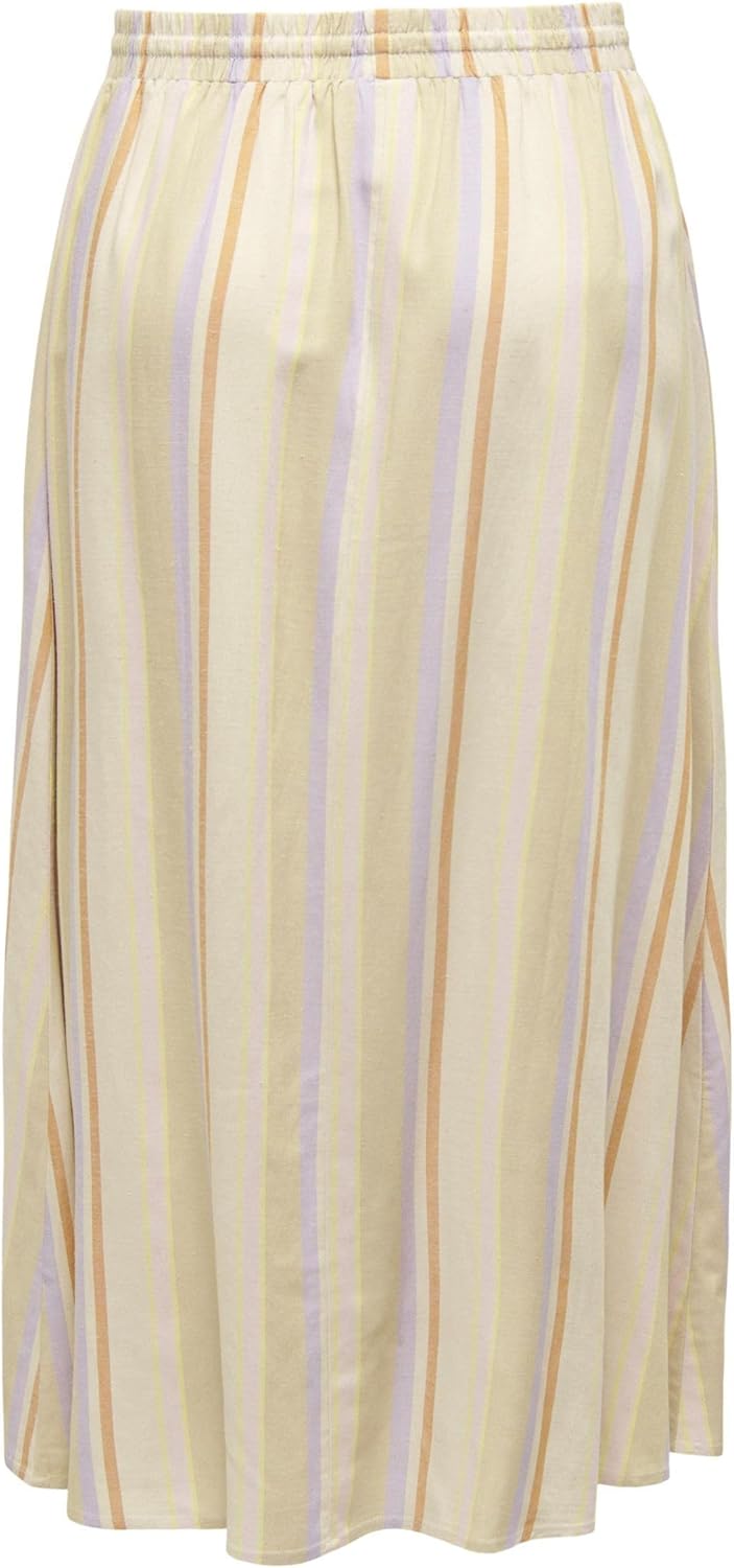 ONLY & SONS Damen Onltine Midi Skirt Wvn S Whitecap Gray/Stripes:purple Rose + Orange Peel + Irish C