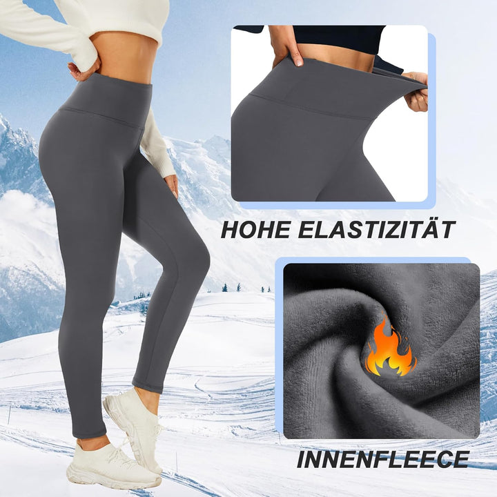 Thermo Leggings Damen Gefütterte Thermoleggins für Winter High Waist Blickdicht Strumpfhose Mit Flee
