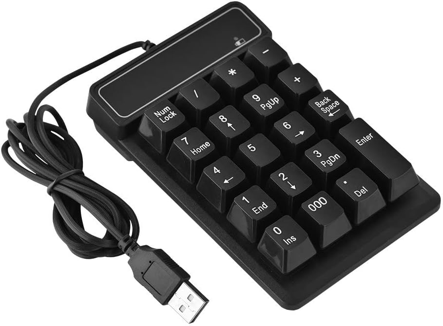 Bewinner Wired Numeric Keypad, 19 Tasten Portable Slim Spritzwassergeschützter wasserdichter Nummern