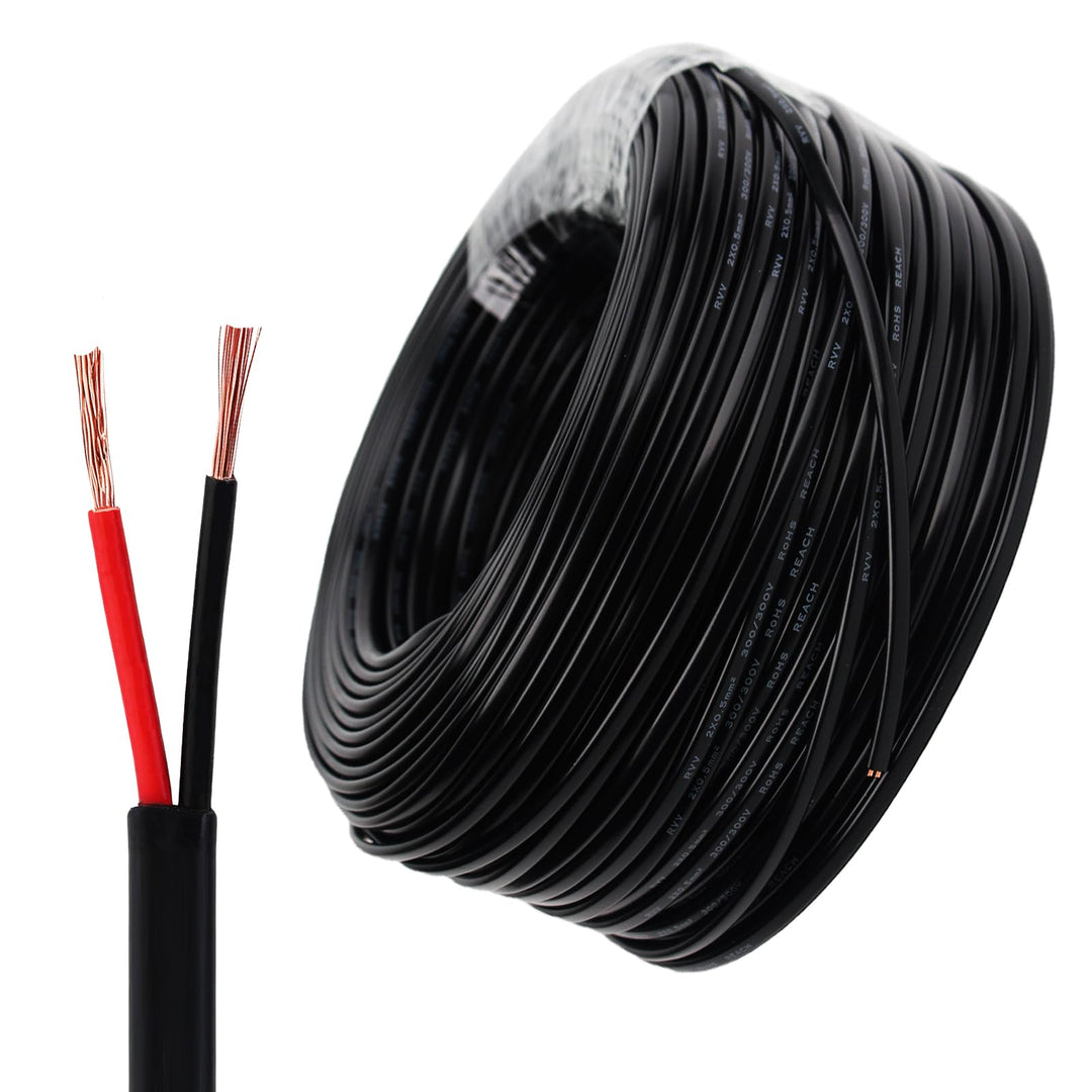 KFZ Kabel 2 Adrig 12V/24V Flach Fahrzeugleitung Kabel 2X 0,5mm² Fahrzeugkabel Rot/Schwarz Anhängerka