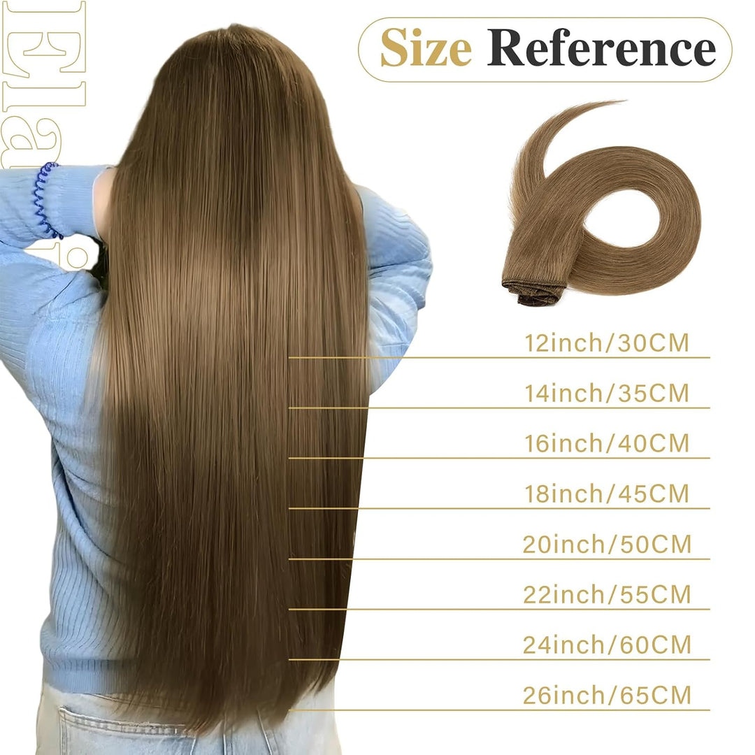 Elailite Clip in Extensions Echthaar, 8 Tressen Haarverlängerung, 20cm-45g Glattes Haarteile Haarext