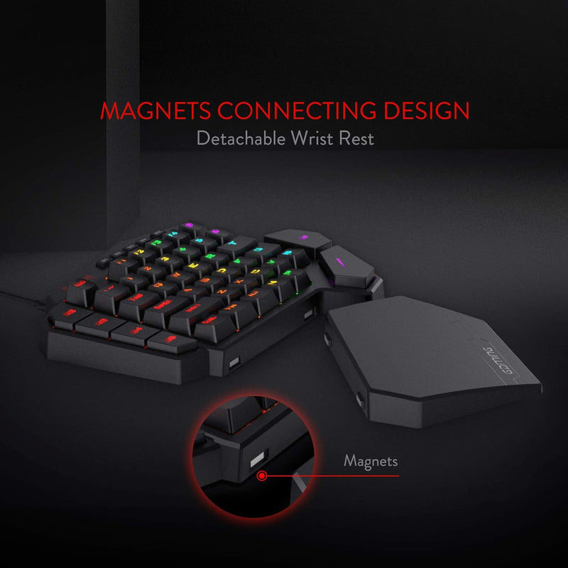 Redragon K585 DITI Einhand RGB Mechanische Gaming-Tastatur, Blaue Schalter, Typ-C Professionelle Gam