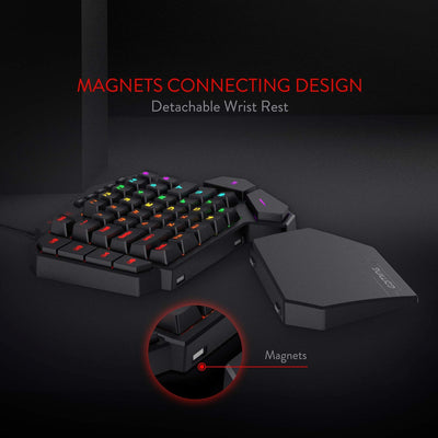 Redragon K585 DITI Einhand RGB Mechanische Gaming-Tastatur, Braune Schalter, Typ-C Professionelle mi