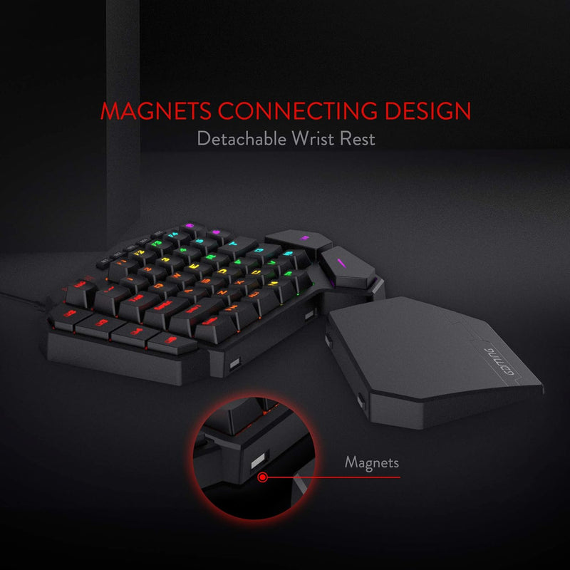 Redragon K585 DITI Einhand RGB Mechanische Gaming-Tastatur, Braune Schalter, Typ-C Professionelle mi