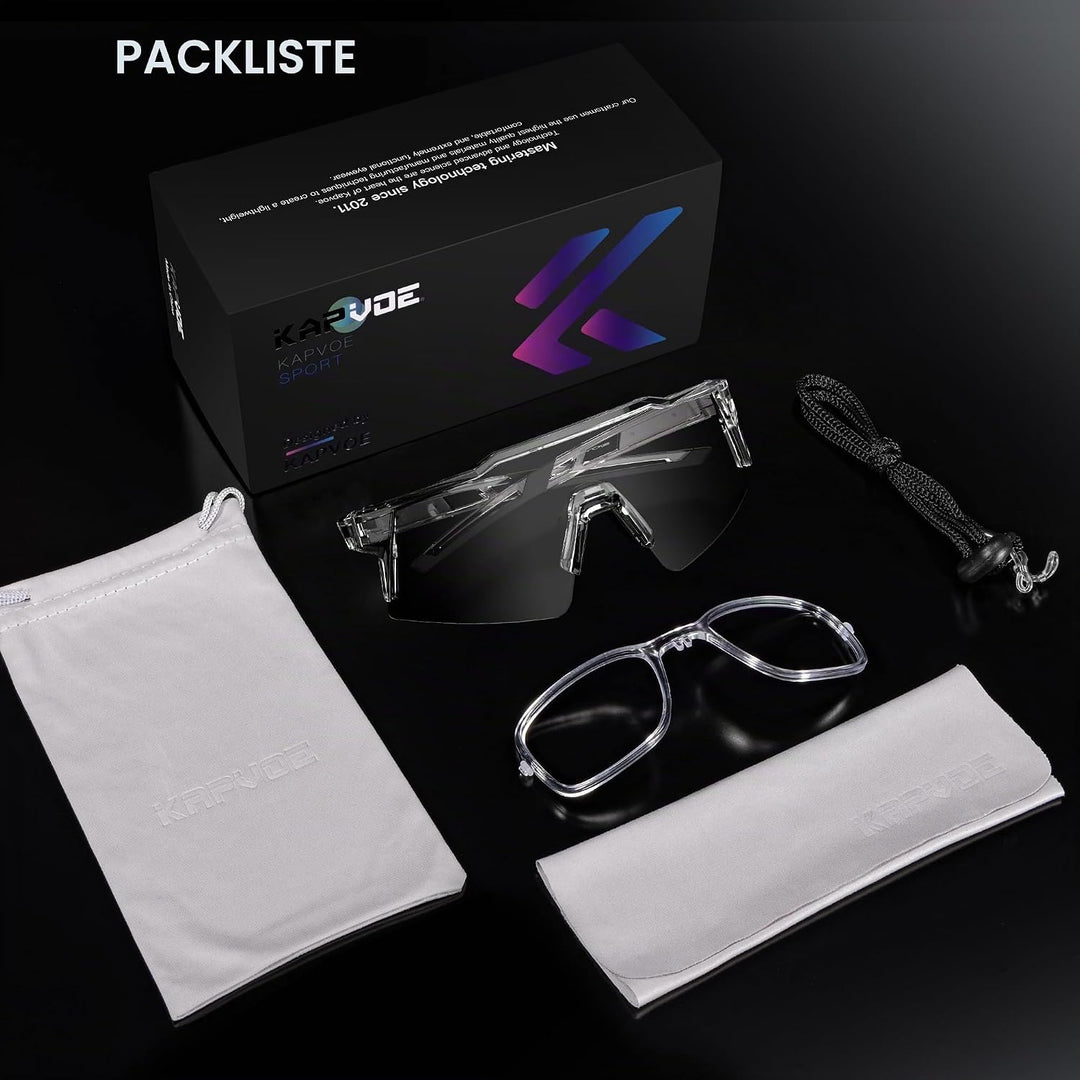 KAPVOE Photochromatische Selbsttönend Fahrradbrille TR90 Rahmen für Herren Damen Jungen Mädchen Klar