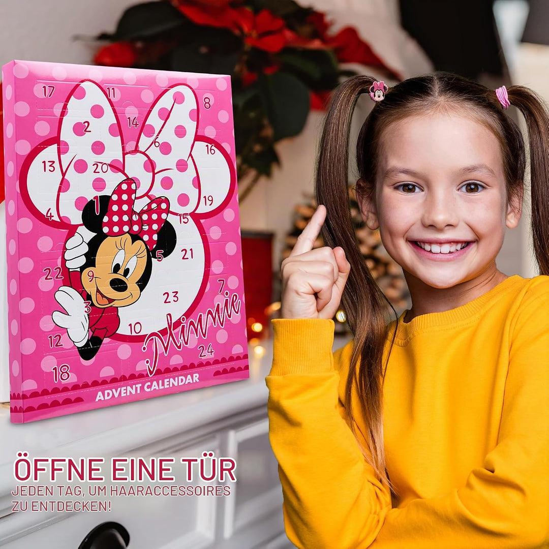 Disney Minnie Mouse Adventskalender 2024, Haarschmuck &amp; Accessoires für Mädchen (Rosa), Rosa