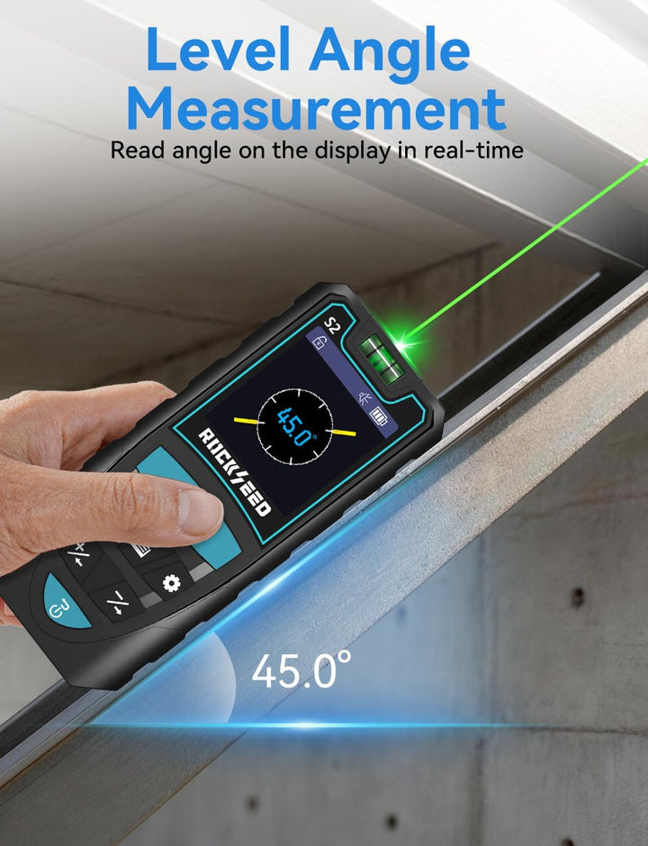 RockSeed Laser-Entfernungsmesser 50m, Grüner Laser,Drehbarer Farbbildschirm | 12 Messmodi, Elektroni