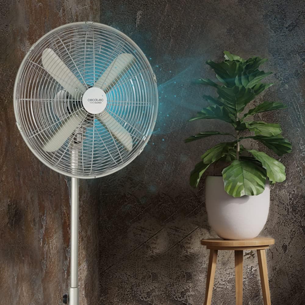 Cecotec Standventilator EnergySilence 610 Steelstyle. 50 W, Stahl-Finish, Durchmesser 40,6 cm mit 4