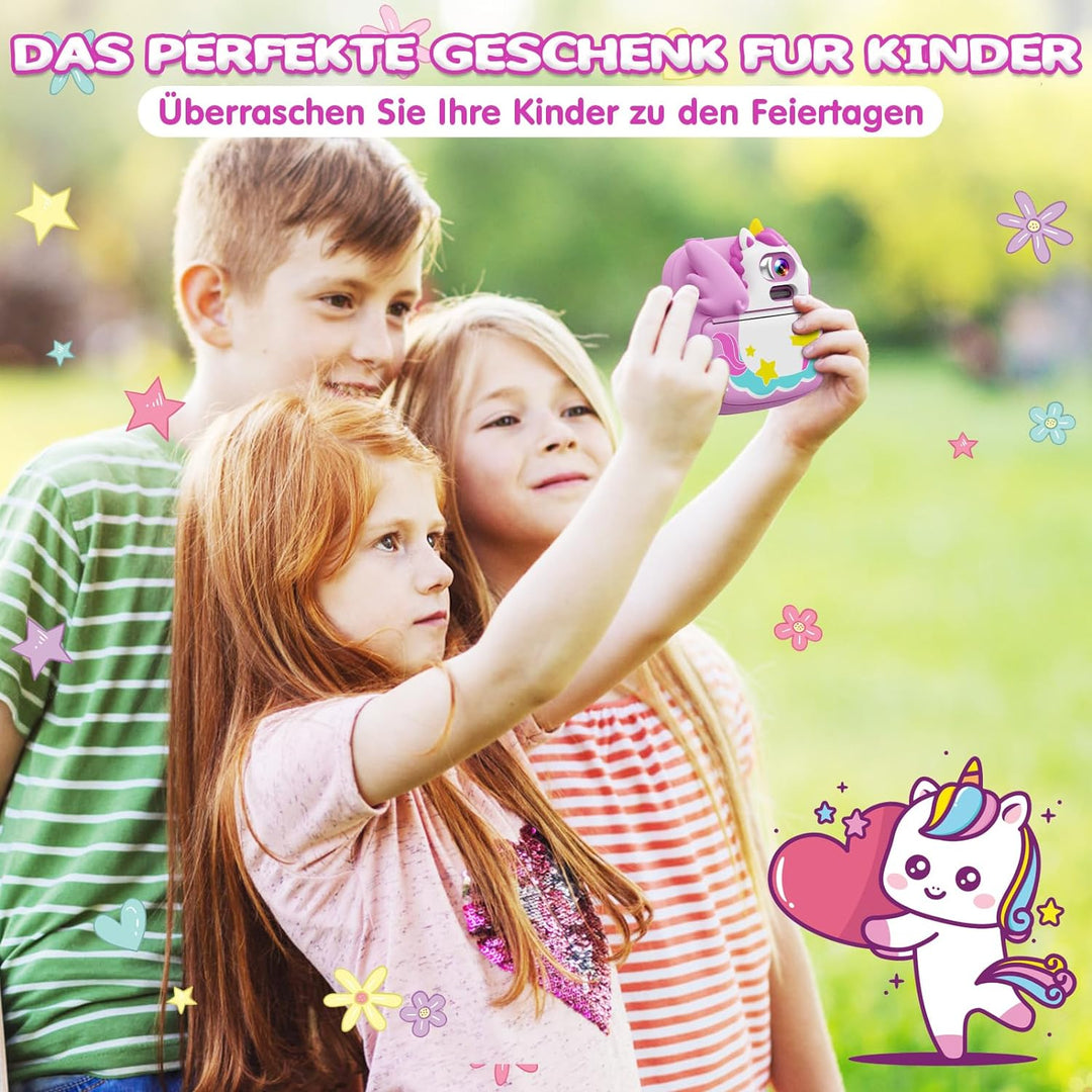 CAMCLID Kinderkamera Sofortbildkamera, 2,4 Zoll Sofortbildkamera Kinder mit 32G TF Karte und Fotopap