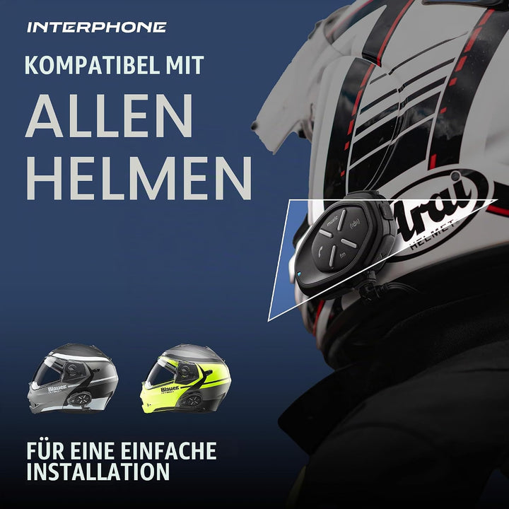 Interphone LINK - Einzelpack - Bluetooth-Kommunikationssystem für Motorräder - Bis zu 2 Reiters, 300
