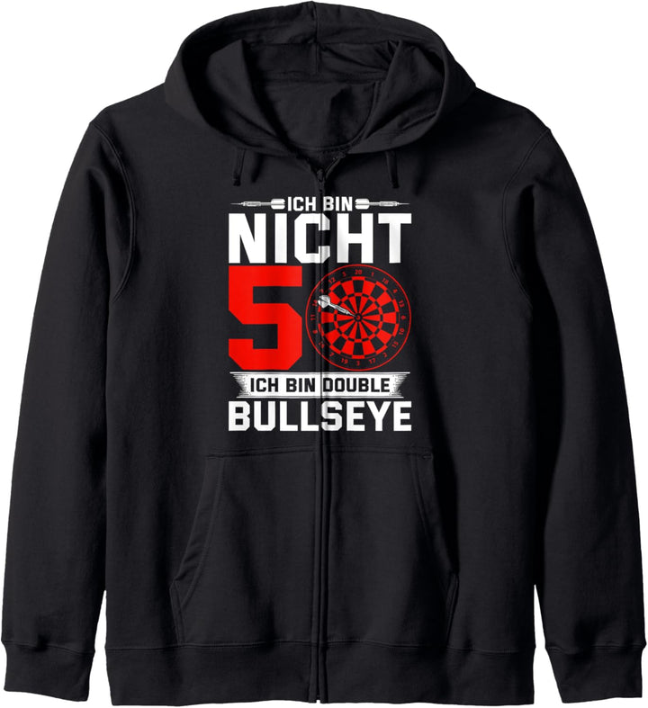 50. Geburtstag Geschenk-idee Dart Spruch Double Bullseye Kapuzenjacke