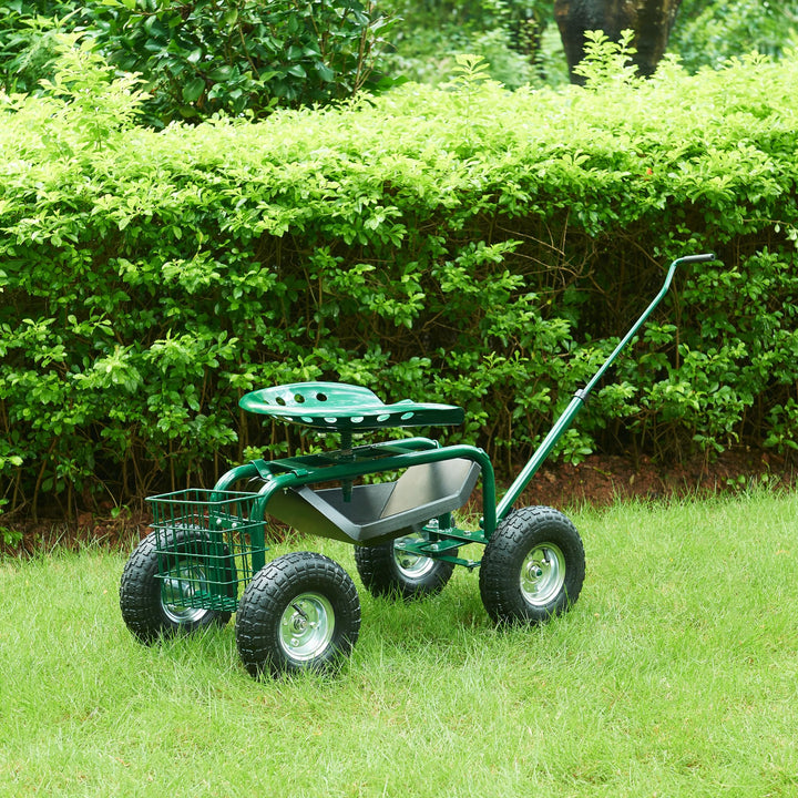 pro.tec Garten Rollsitz Casarano Gartensitz mit Rollen 81 x 45 cm verstellbar Rollhocker für Garten