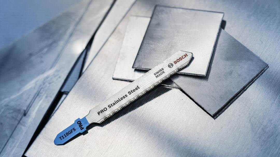 Bosch 5x Stichsägeblatt T 118 GFS Basic for Inox (für Edelstahlbleche, Professional Zubehör Stichsäg