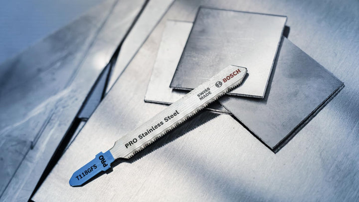 Bosch 5x Stichsägeblatt T 118 GFS Basic for Inox (für Edelstahlbleche, Professional Zubehör Stichsäg