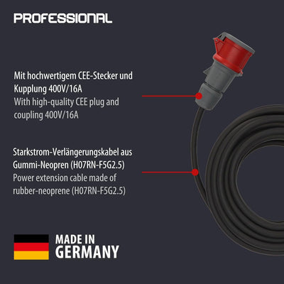 Brennenstuhl CEE Verlängerungskabel IP44 (25m Kabel, H07RN-F 5G2,5, 5-polig mit CEE Stecker und Kupp