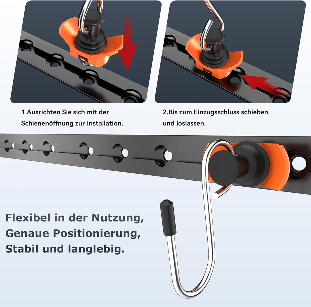 Airlineschiene Zubehör 6 Stück, Single Endbeschlag Airlineschiene Fitting Haken 50 kg Tragfähigkeit,