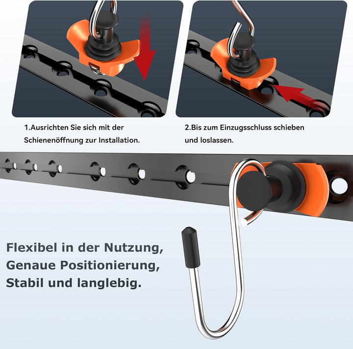 Airlineschiene Zubehör 6 Stück, Single Endbeschlag Airlineschiene Fitting Haken 50 kg Tragfähigkeit,