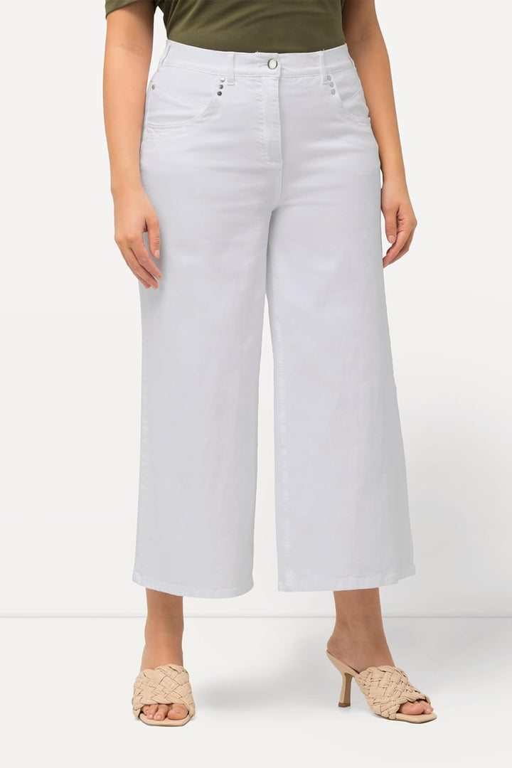 Ulla Popken Damen Denim Culotte Jeans 56 Schneeweiss, 56 Schneeweiss