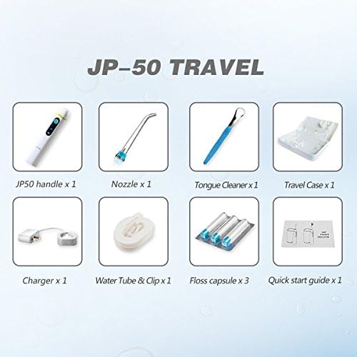JETPIK JP-50 Elektrische Zahnseide, wiederaufladbar, mit pulsierender Zahnseide und Wasserstrahl TRA
