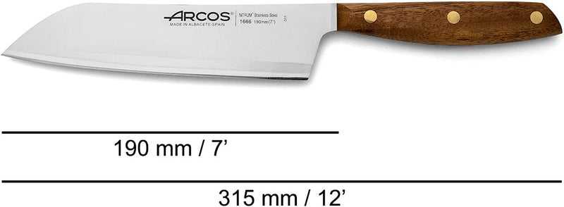 Arcos Serie Nordika - Santoku Messer - Edelstahl NITRUM - Klinge 190 mm - Ovengkol Holzgriff 100% na