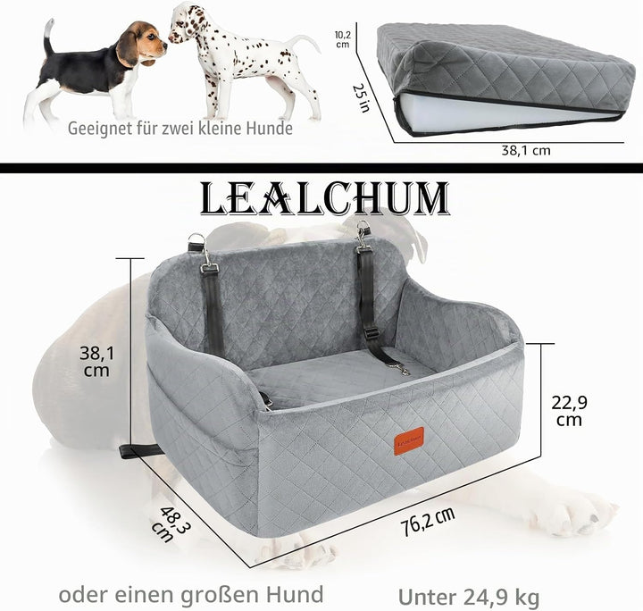 Hundeautositz für grosse Hunde, weicher Stoff Auto Hundebett Füllung Memory Foam, Autositz für Hunde