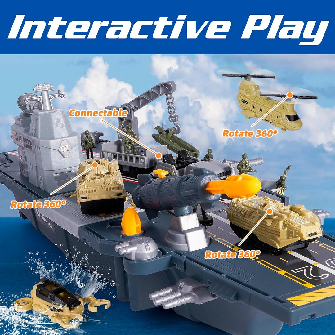 Militär Flugzeug Spielzeug, Militär Figuren mit Panzer Flugzeugträger Schlachtschiff, U-Boot, Kampfj