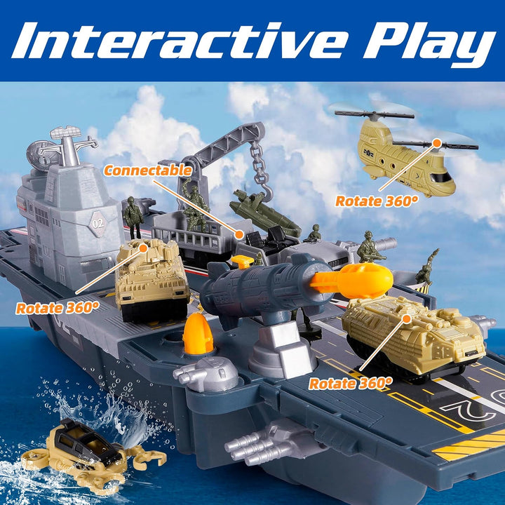 Militär Flugzeug Spielzeug, Militär Figuren mit Panzer Flugzeugträger Schlachtschiff, U-Boot, Kampfj