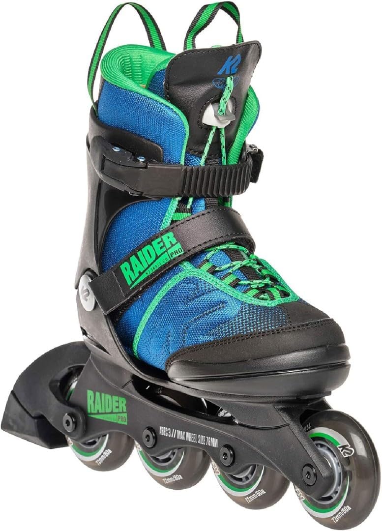 K2 Jungen Raider Pro Pack Inline Skate Set M (EU: 32-37 / UK: 13-4 / US: 1-5) Blue - Green, M (EU: 3